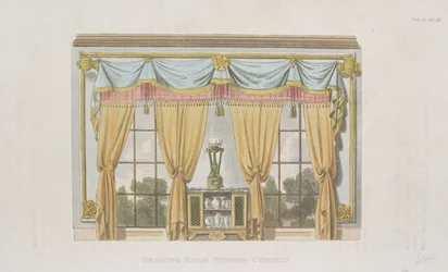 Drawing Room Window Curtain, Plate 93 from Ackermann